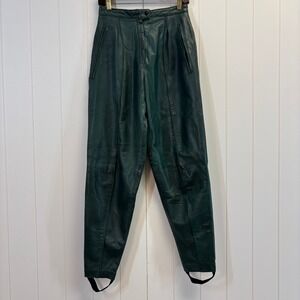 Vintage Mario's Womens 80s 90s High Waisted Leather Stirrup Pants Size 10 USA